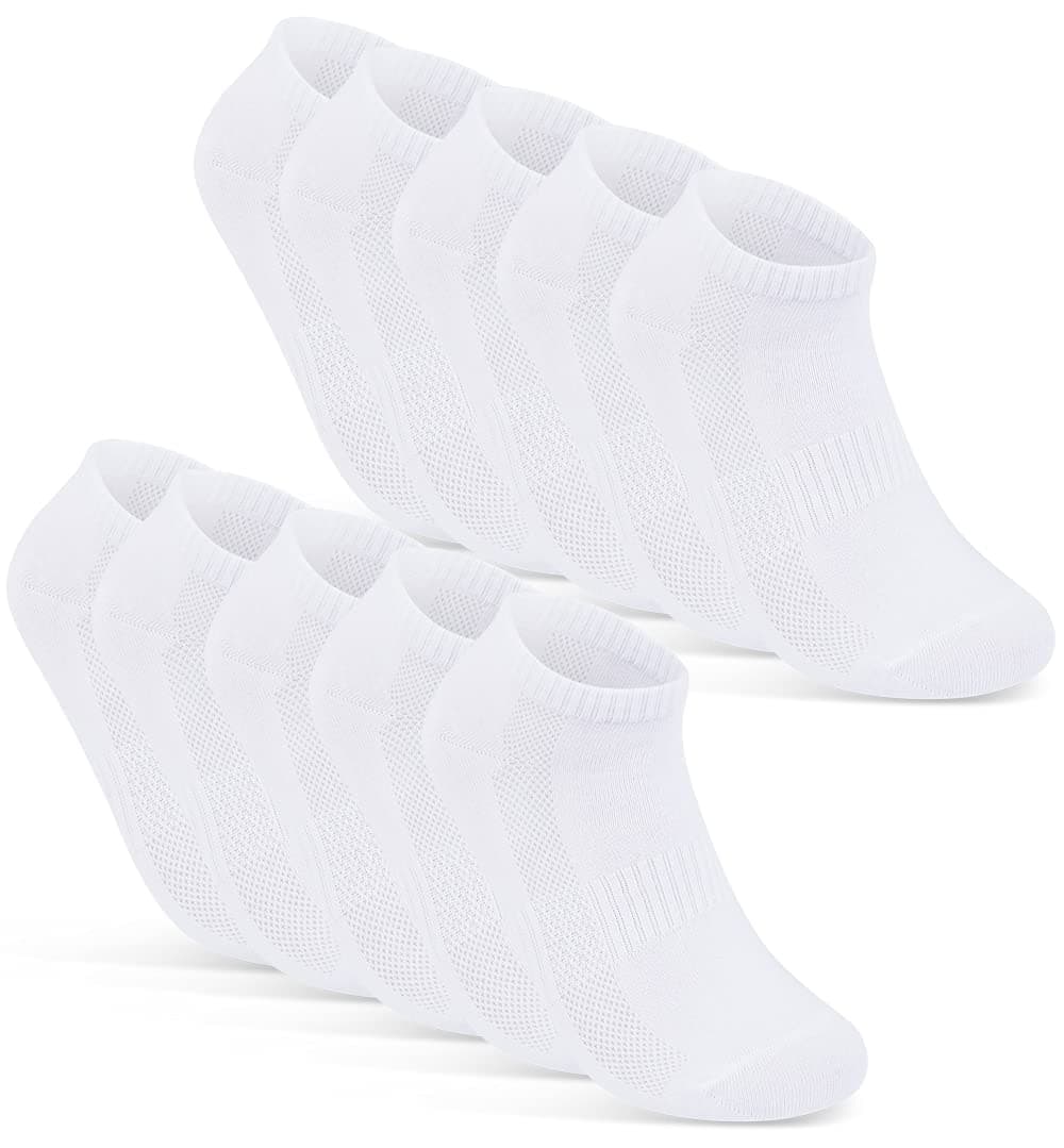 🧦 10 Paar Sneaker Socken Herren & Damen 43-46 Weiß | Atmungsaktiv & Komfortabel 🏃‍♂️