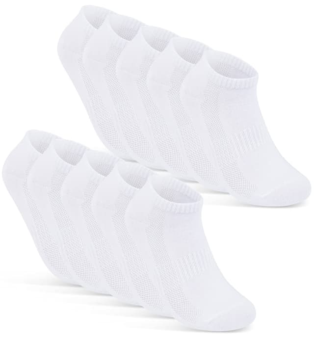 🧦 10 Paar Sneaker Socken Herren & Damen 43-46 Weiß | Atmungsaktiv & Komfortabel 🏃‍♂️