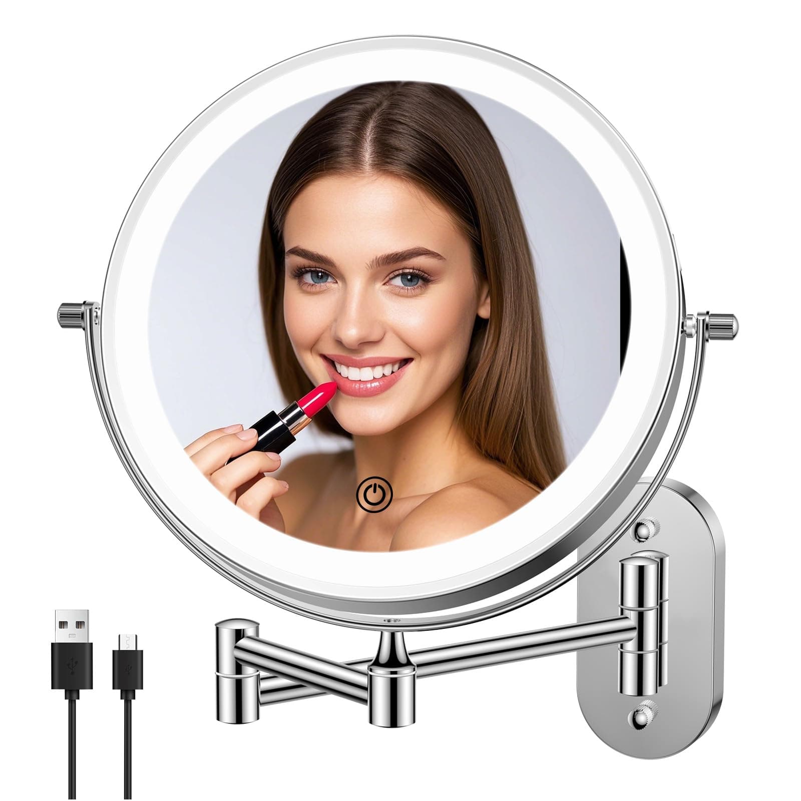 🌟🔎 Angebot: FUNTOUCH Wiederaufladbar Kosmetikspiegel mit Beleuchtetung, 1X 20X Spiegel Vergrößerung