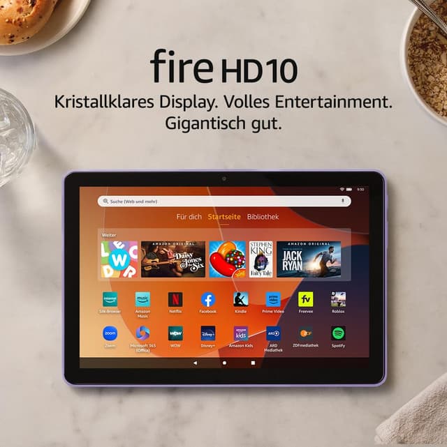 🔥 Zertifiziert & generalüberholt Fire HD 10-Tablet 2023 | 25% schneller | Brillantes 10,1-Zoll-Full-HD-Display | Octa-Core-Prozessor | 3 GB RAM | 32 GB fliederfarben mit Werbung | 32 GB LILA