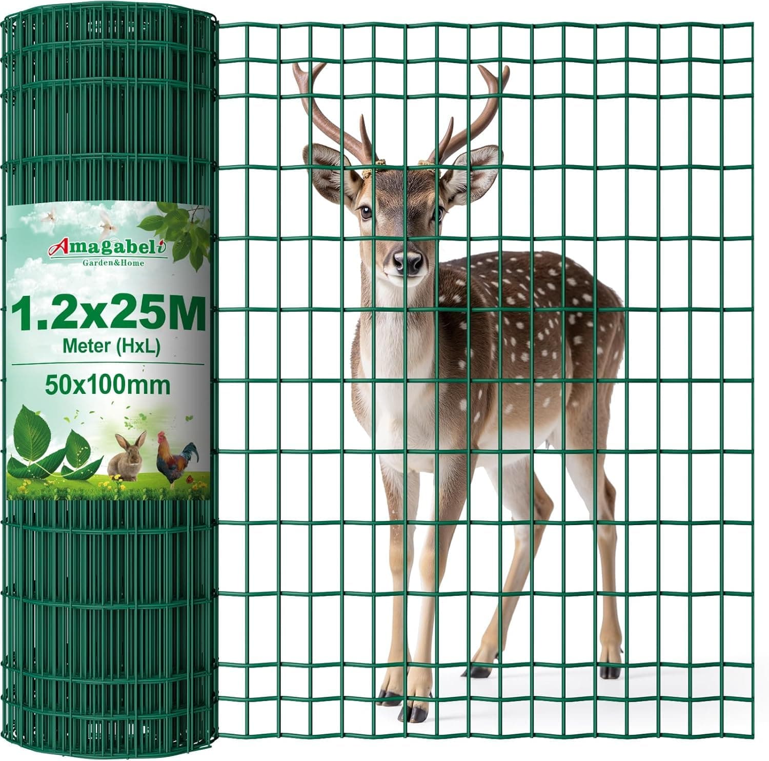 Amagabeli 1.22M X 25M Gartenzaun Zaun Garten 🌿 100 x 50mm 2.1 mm Drahtzaun Maschendraht Hundezaun