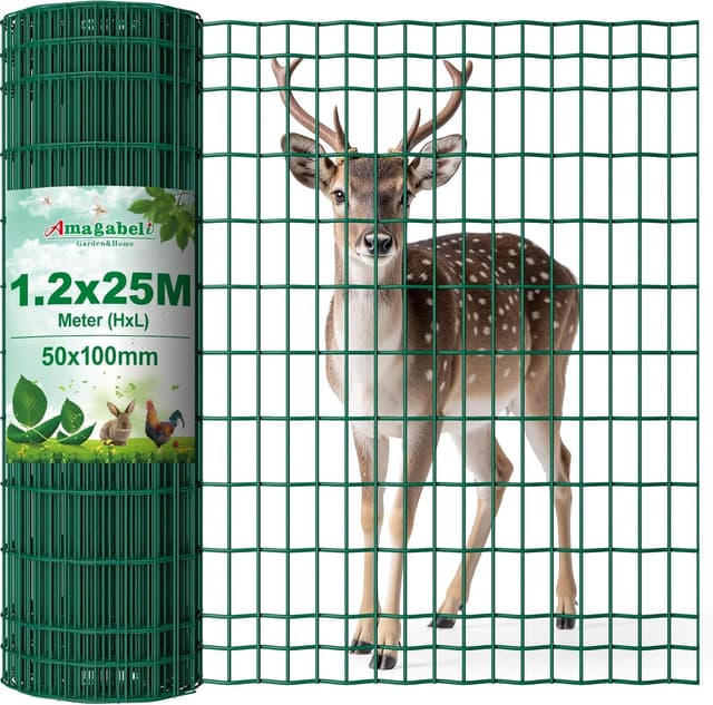 Amagabeli 1.22M X 25M Gartenzaun Zaun Garten 🌿 100 x 50mm 2.1 mm Drahtzaun Maschendraht Hundezaun