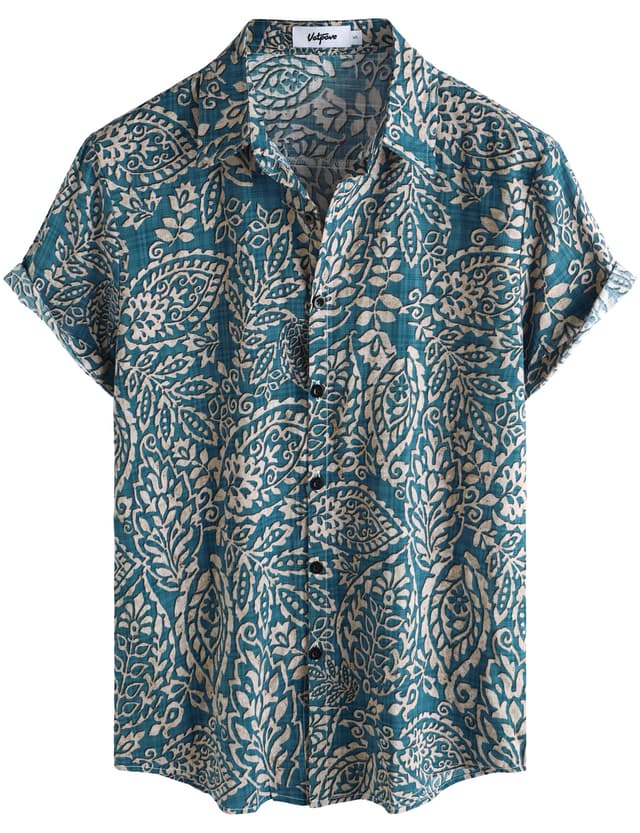 🌺 VATPAVE Herren Hawaii Hemd Männer Kurzarm Sommer Freizeithemd Casual Strand Blumen Hawaiihemd M Dunkelblau Weiß 🌴