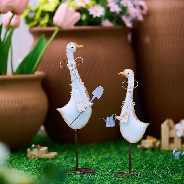 🌿🦢 TERESA'S COLLECTIONS 2 Stück Rostdeko Kleine Gans-Figuren für Frühlingsdeko 🌼🌷