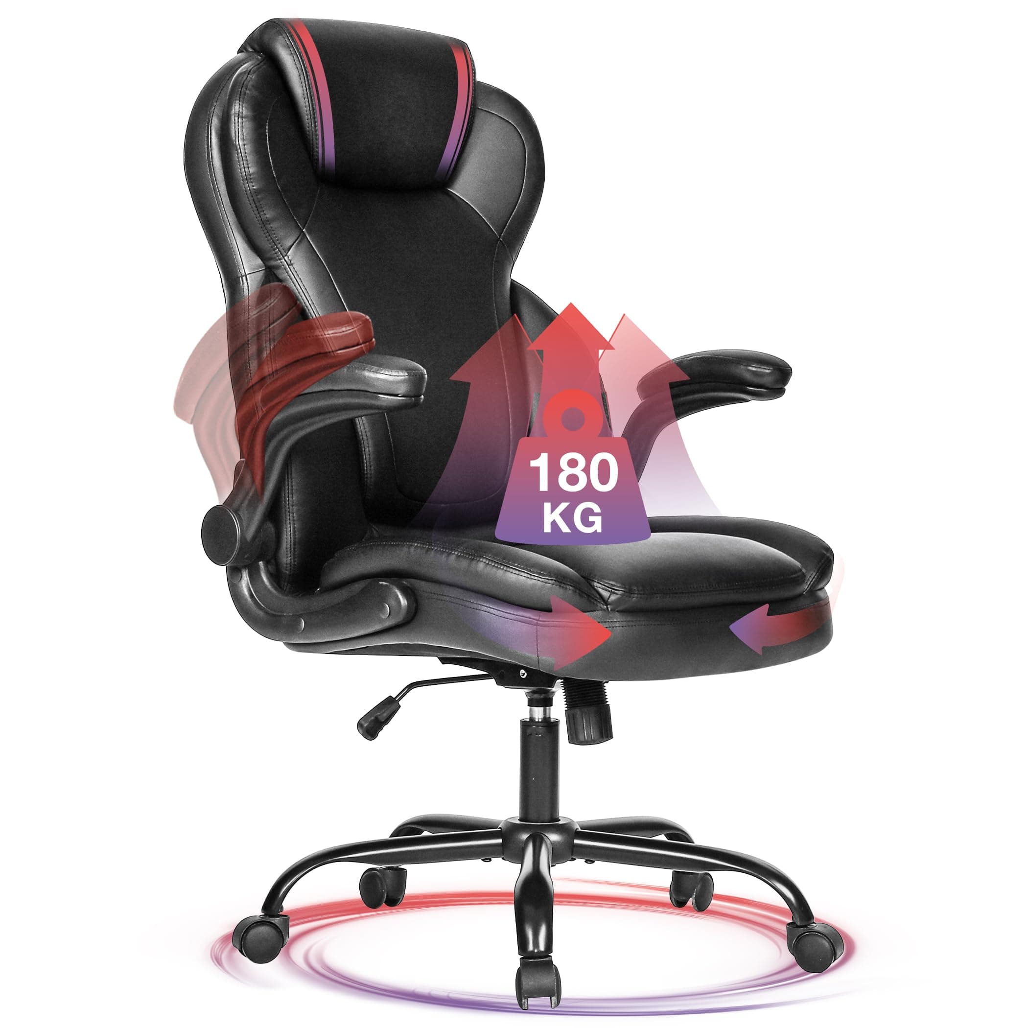 Fantasylab Bürostuhl 180KG Chefsessel Bürostuhl Stoff Schreibtischstuhl Ergonomischer Drehsessel XXL Office Chair, Schwarz - Angebot