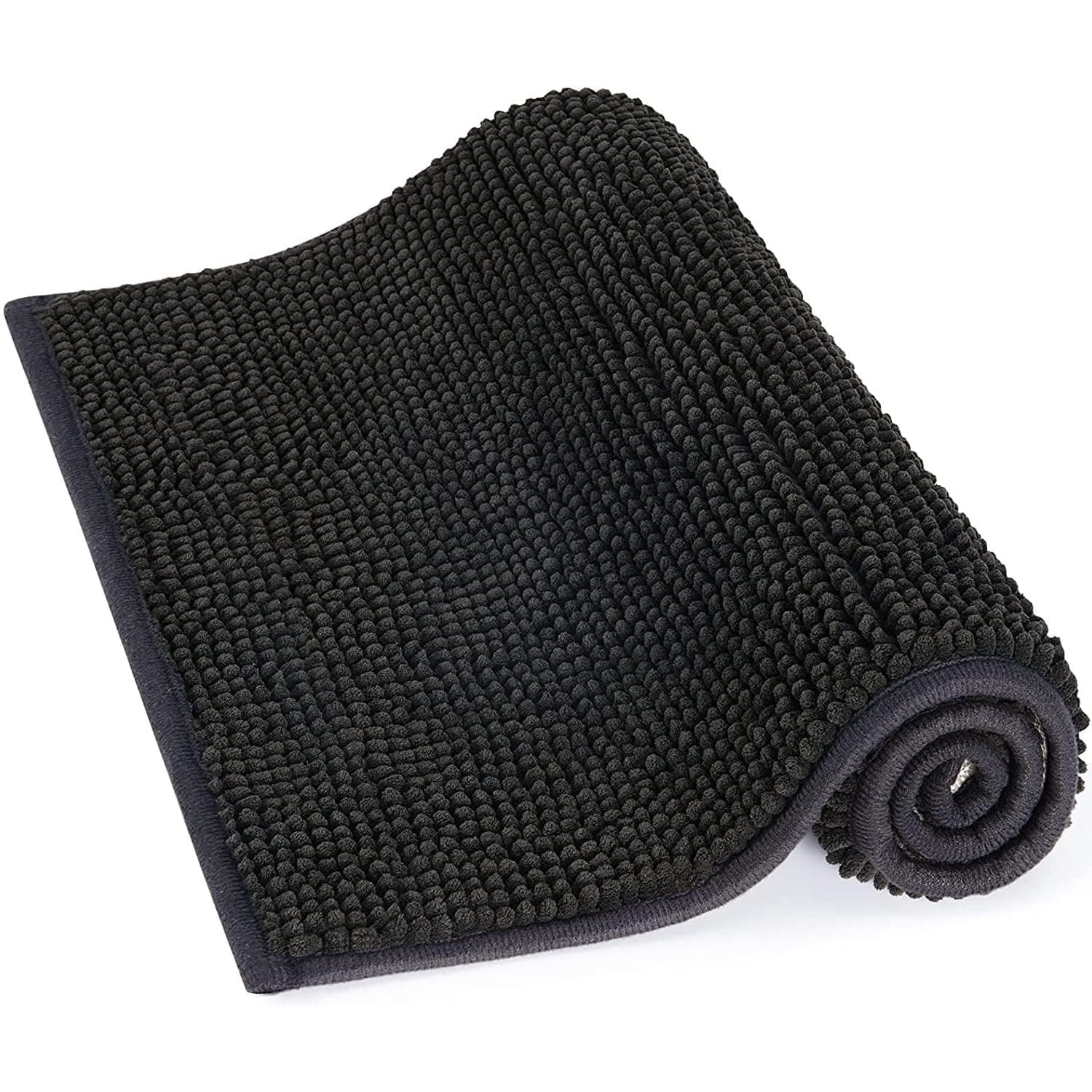 Lifewit Badematte, saugfähig, rutschfest, 80 x 50 cm, extra dick, für Badezimmer, Schwarz