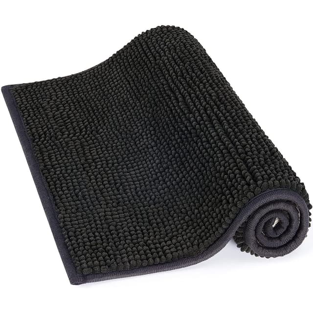 Lifewit Badematte, saugfähig, rutschfest, 80 x 50 cm, extra dick, für Badezimmer, Schwarz