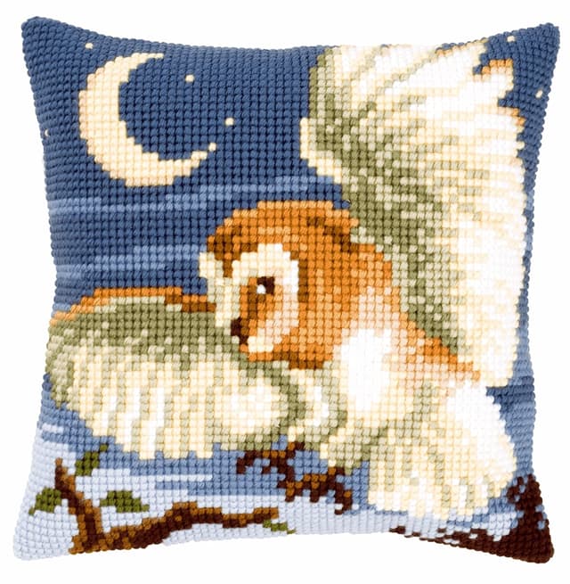 🧵🦉 VERVACO Kreuzstich Stickpackungen Kissen Stickerei Set Anfänger Vorgedruckt Eulen auf der Jagd DIY Set Kreativ Set Für Erwachsene ca. 40 x 40 cm Bastelset Handwerker Haus Dekoration Multicolor 🦉🧵
