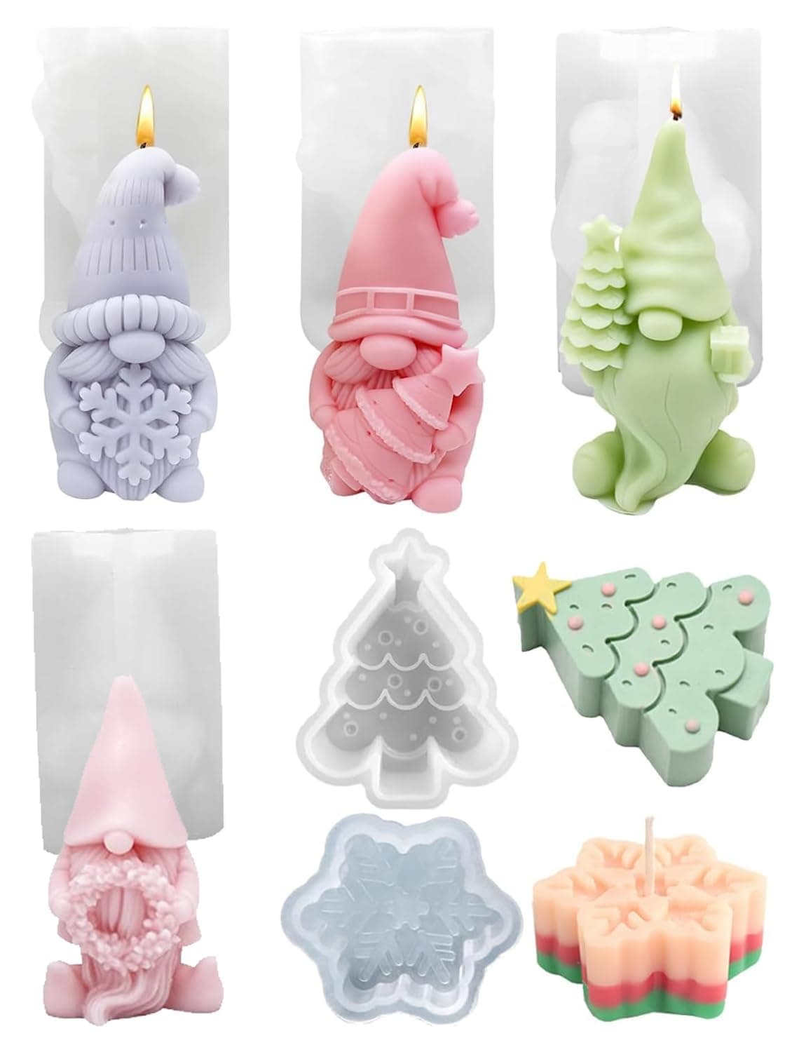 🎅 Weihnachtskerzenformen Set - 3D Wichtel & Weihnachtsbaum 🕯️