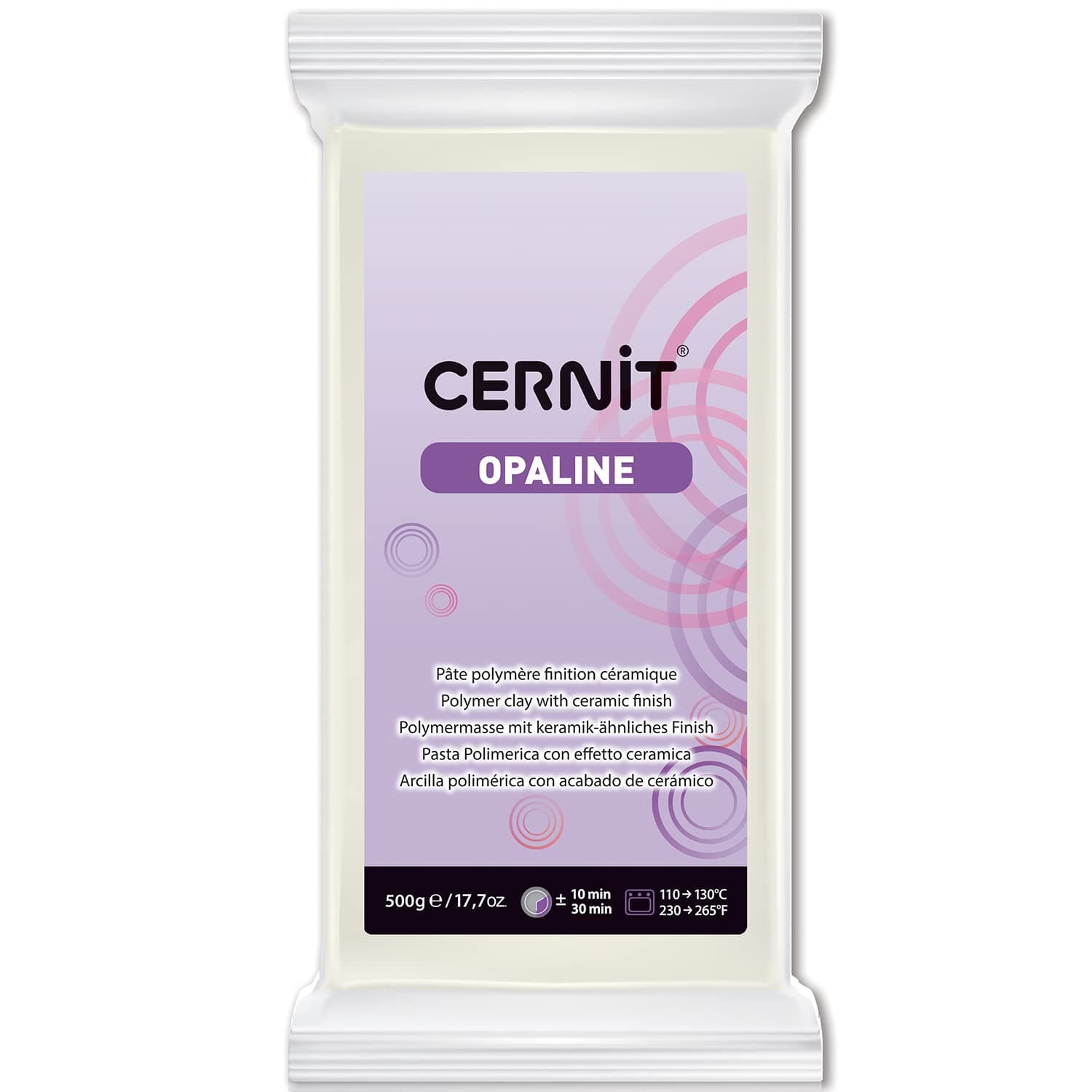 Cernit CE0880500010C - Block Modelliermasse (Polymer) OPALINE, halb transluzent, ofenhärtend, 500g