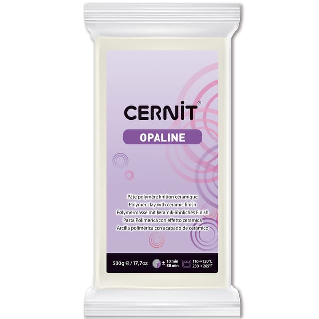 Cernit CE0880500010C - Block Modelliermasse (Polymer) OPALINE, halb transluzent, ofenhärtend, 500g