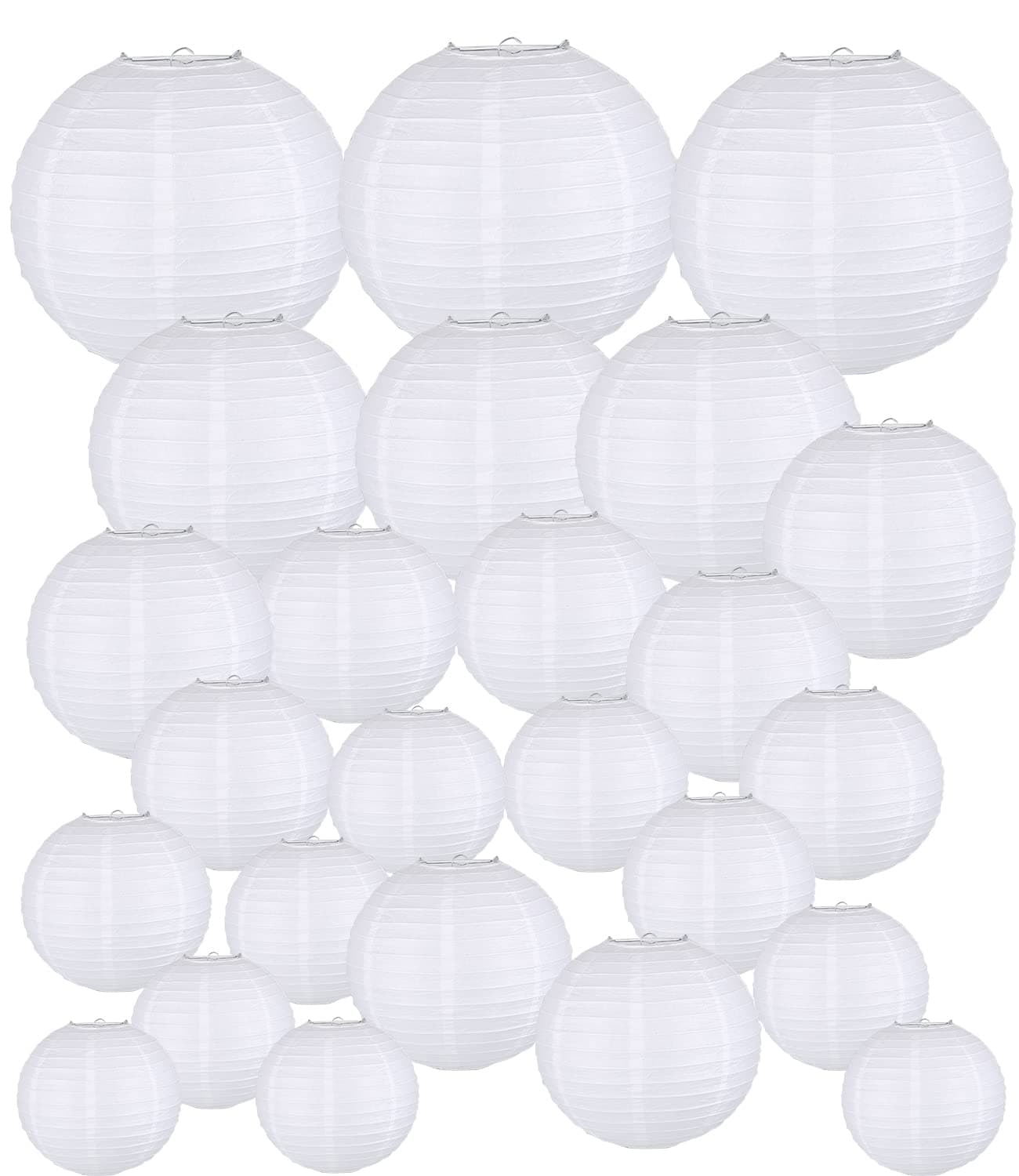 Papierlaternen Set 30 Stück - Weiße Lampions für Hochzeit und Garten Deko 🏮