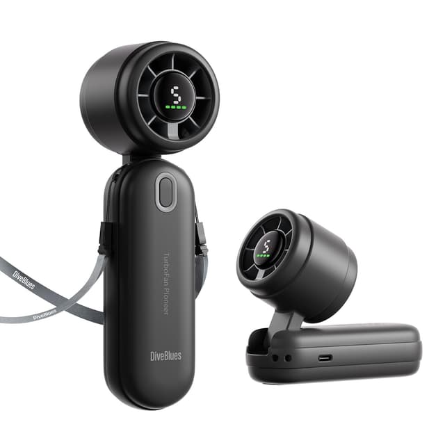 Diveblues 3-in-1 Handventilator Turbo Ventilator mit 4000mAh USB-Akku Aufladbar