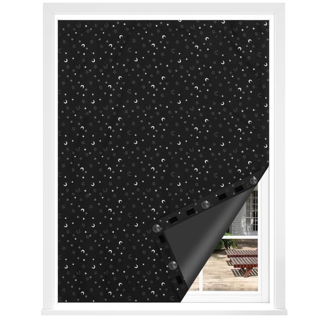 Angebot: WOLTU Verdunklungsrollo ohne Bohren 130x100 cm, Schwarz mit Motiv