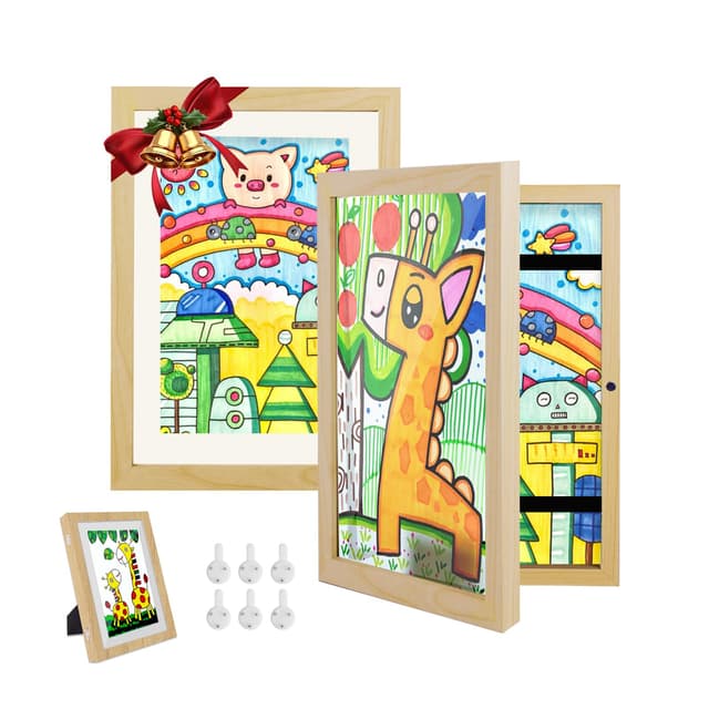 🎨👩‍🎨 Hipsignal Kinder Bilderrahmen, 2 Stück A4 Holz Bilderrahmen für Kinder