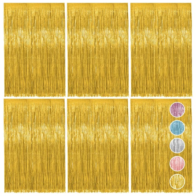 🎉 Vaktop 6 Stück Lametta Vorhang Gold - Glitzernde Partydeko! 🌟