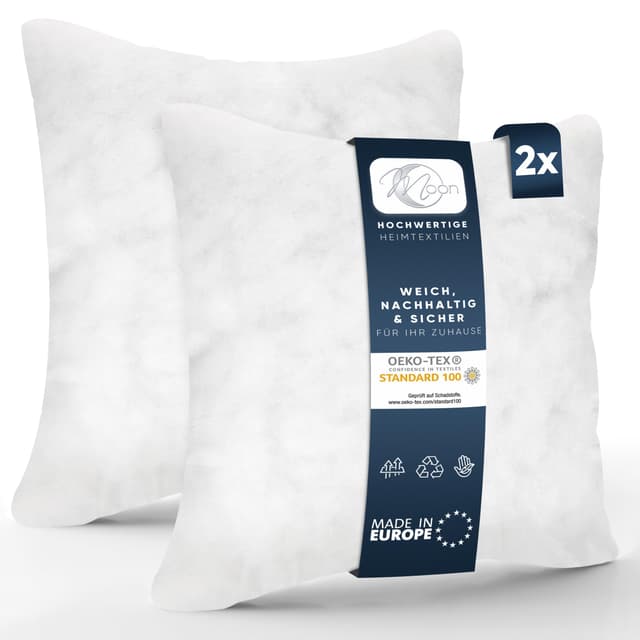 🌙 Moon 2er Pack Nonwoven Füllkissen 50x50cm - 440g mit gekräuselter Hohlfaser (fest)