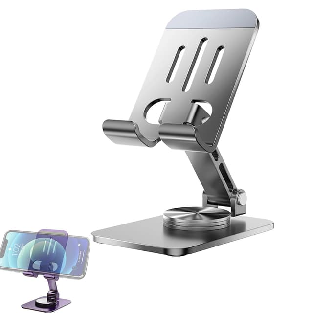 📱🌟 EHIOG Handyhalterung Universal - Multi-Winkel Verstellbare Handy Ständer für 4-16 Zoll Phone Tablette - Faltbarer Tischhalter 360° Drehbar - Weiß