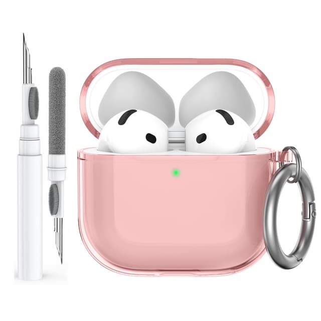 AhaStyle Transparente Hülle für AirPods 4 mit Reinigungsstift [Anti-Vergilbung] - Rosa