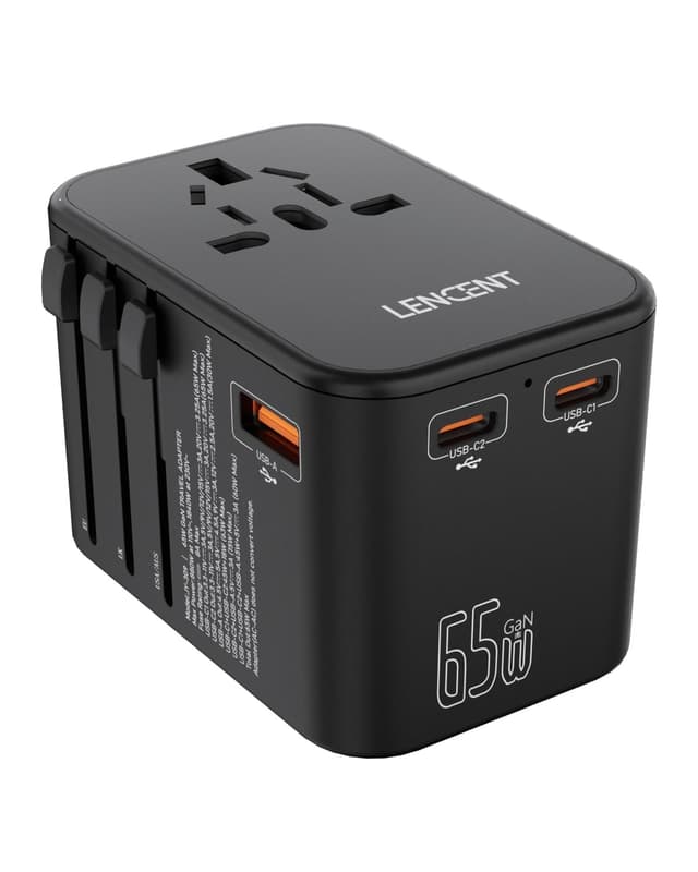 LENCENT Universeller Reiseadapter, GaN III 65W Weltweites Ladegerät 🌍🔌