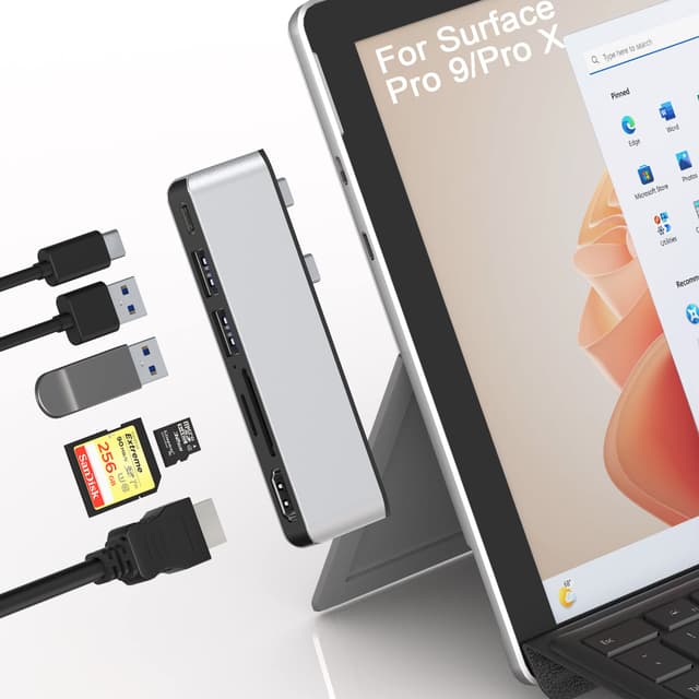 Surface Pro 9 Hub-Dockingstation mit 4K HDMI, USB-C Thunerbolt 4 🚀