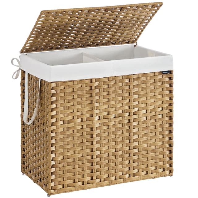 SONGMICS Wäschekorb 2 Fächern 160L mit Deckel und Griffen 😍🧺
