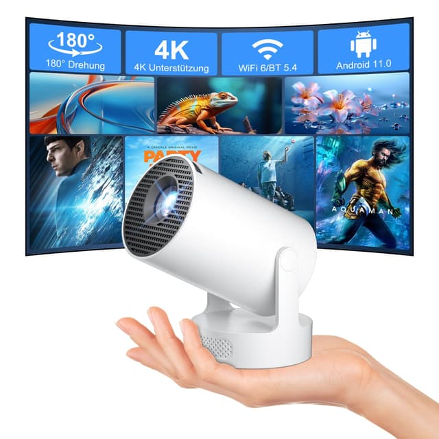 Salange Mini Beamer 4K Unterstützt 🎬 Smart Projektor FHD 1080P 🌟 Beamer Handy Klein Outdoor