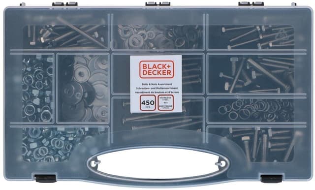 🔩 BLACK+DECKER Schrauben & Muttern Sortiment 450 Stück mit Werkzeugkoffer 🔧