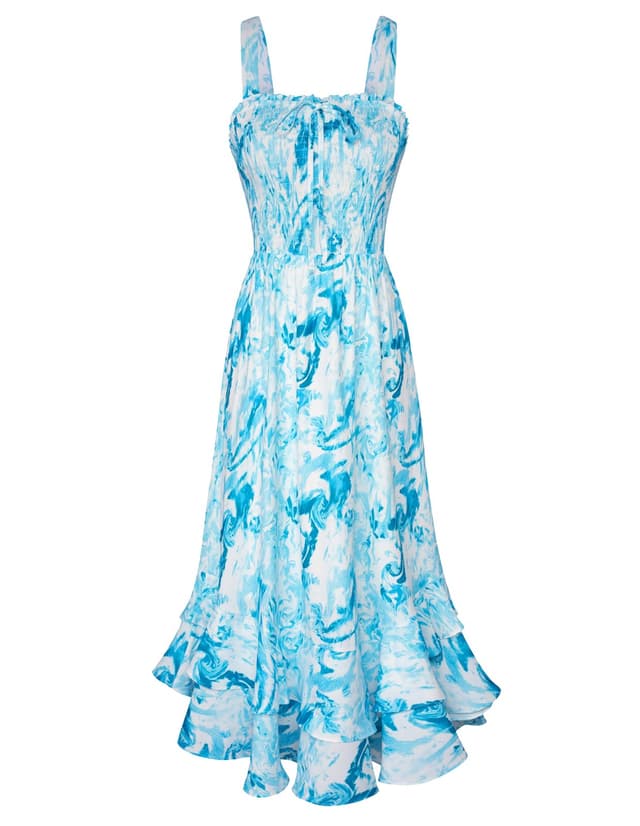 GRACE KARIN Damen langes Blumenkleid Ärmellos Spaghettiträger 🌹 Maxikleid