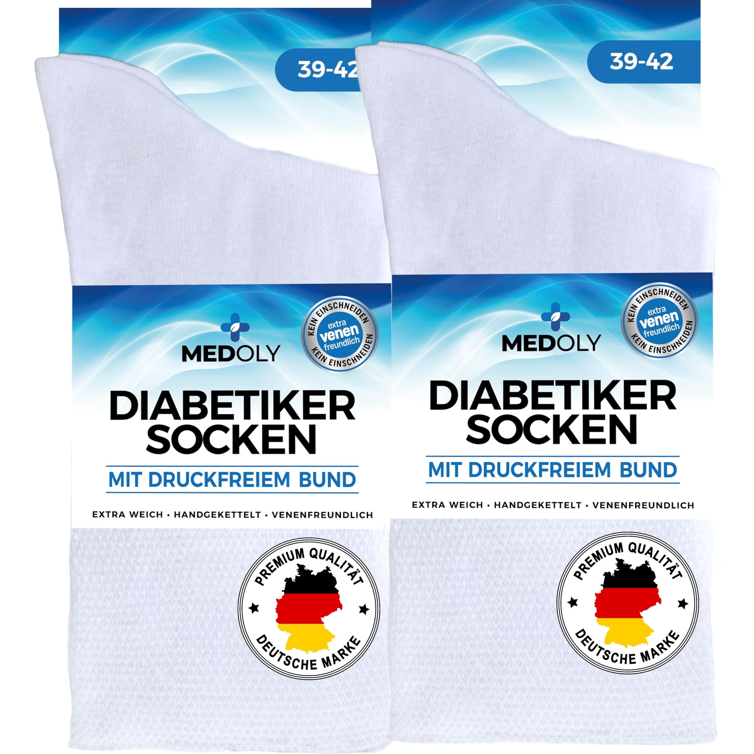 MEDOLY Diabetikersocken (6 Paar) ohne Gummibund, mit 97% Baumwolle