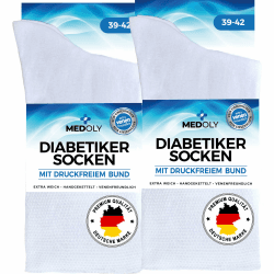 MEDOLY Diabetikersocken (6 Paar) ohne Gummibund, mit 97% Baumwolle