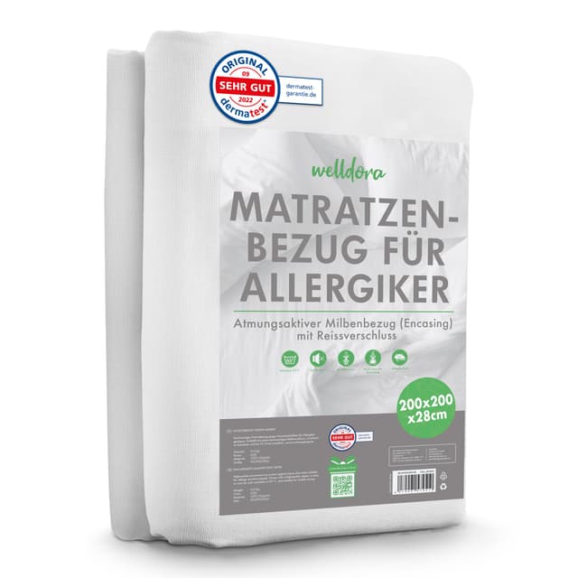 Welldora Premium Milbenbezug Matratzen 200x200x28 - Allergiker Matratzenschoner