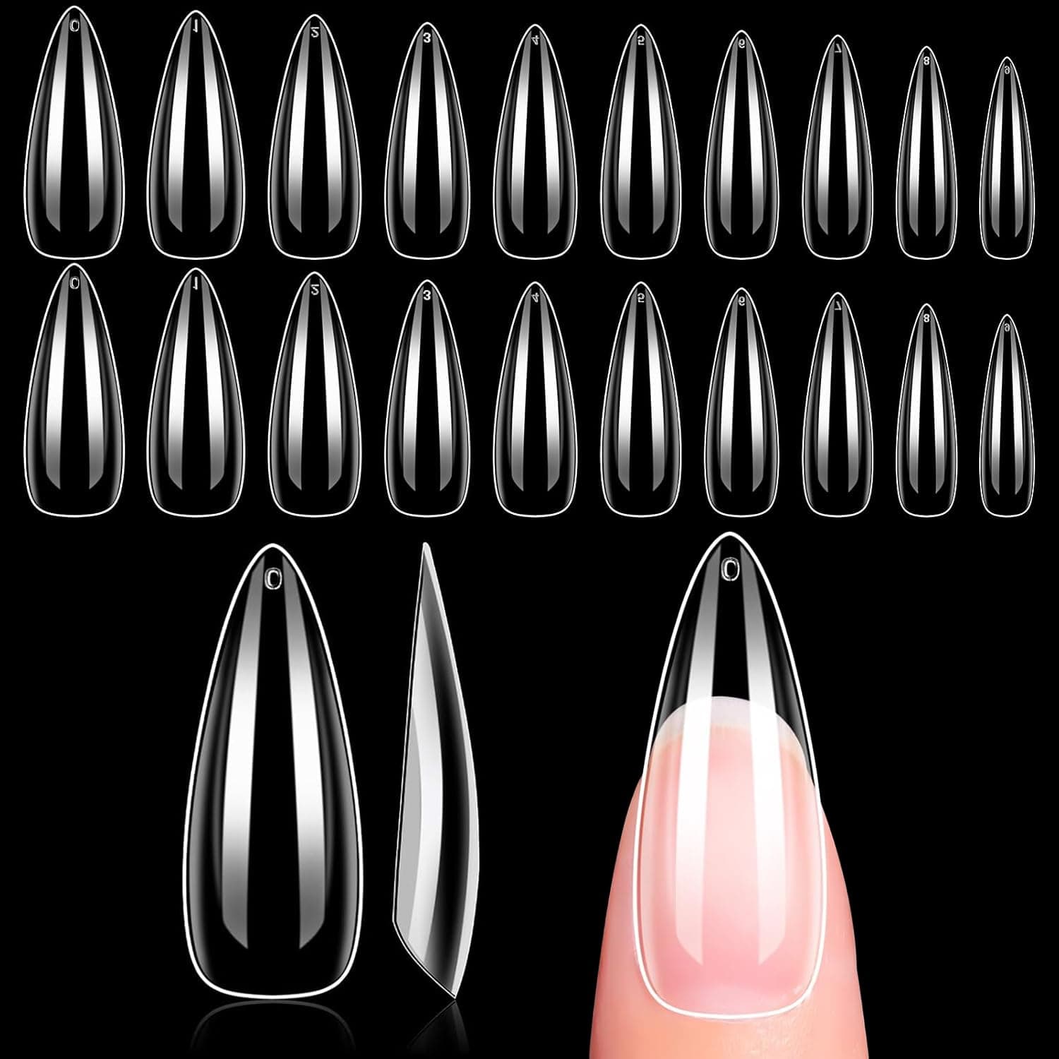 Makartt Nail Tips Long Stiletto - 500 Stück Nageltips für Gelnägel