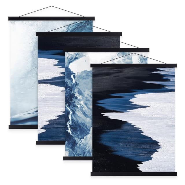 🌟Sanauto 4 Set A4 Posterleiste Posterschiene Posterleisten 21CM, Magnet Magnetische Holz Poster Aufhänger Halter Rahmen Leisten Bilder Bild Bilderleiste Bilderrahmen (21cm, Schwarz, 4 Packungen)🌟