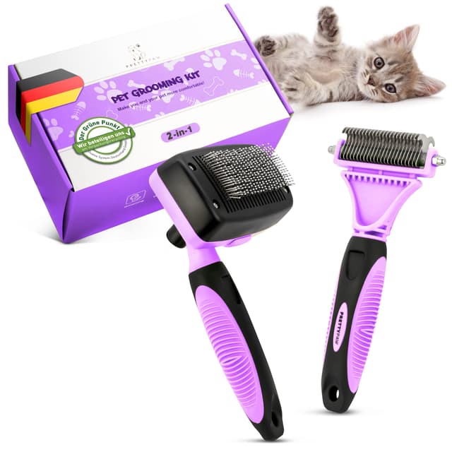 🐱🌿 Pretty Paw ® Profi Katzenbürste Set I Katzen Pflege Set - 100% Hygiene & Komfort 🌿🐱