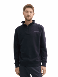 🔥 REDUZIERT: TOM TAILOR Herren Troyer Sweatshirt mit Logo-Print M 10668 - Sky Captain Blue