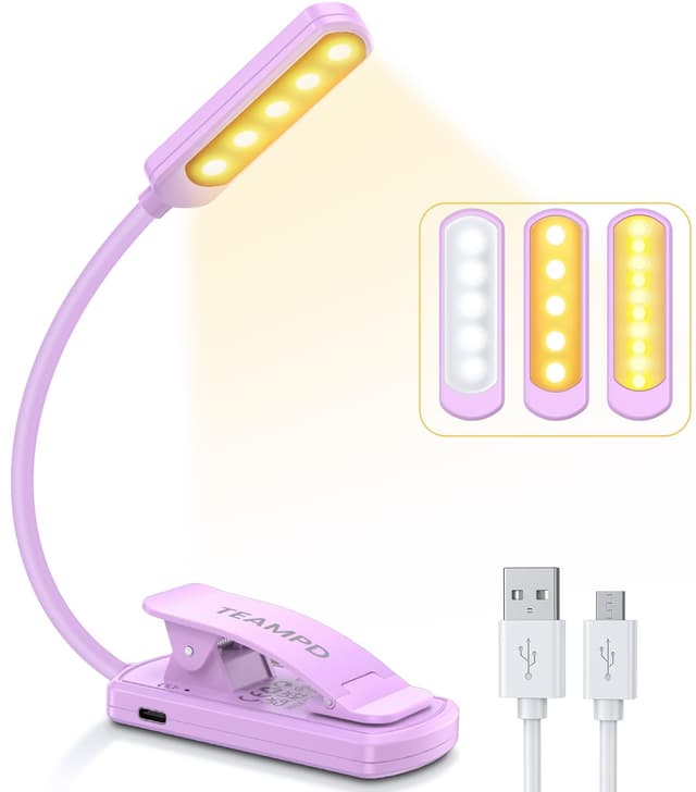 TEAMPD Leselampe Buch Klemme mit 10 LEDs - USB Wiederaufladbar