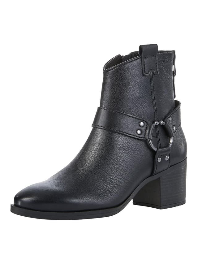 👢🌟 MARCO TOZZI Damen Stiefeletten mit Absatz aus Leder 36 EU Schwarz 🌟👢