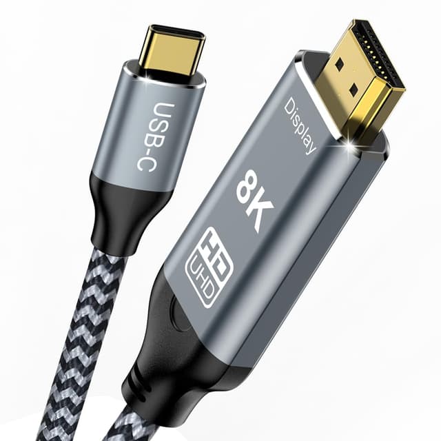 Angusplay USB C auf HDMI 2.1 Kabel, 8K@60Hz 4K@240Hz Type C auf HDMI High Speed Kabel, HDR HDCP 2.3 Thunderbolt 4/3 zu HDMI Kabel 2.1 Kompatibel mit iPhone 15 Pro MacBook Pro/Air UHD TV Monitor, 3M USB C HDMI 2.1 Kabel 3M 🎮🖥️