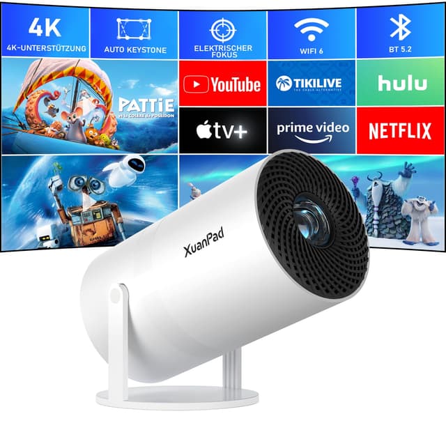 🎥 [Netflix-zertifizierter & Electric Focus] XuanPad Beamer 1080P Mini Beamer mit WiFi & Bluetooth Projektor 🌟