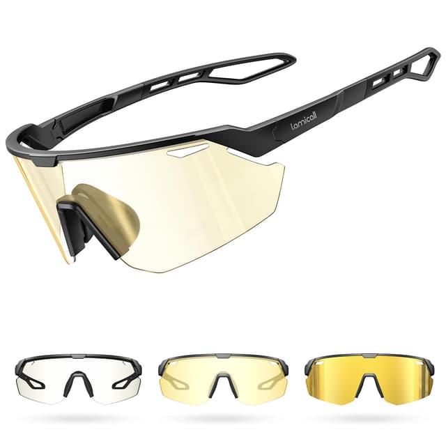 Lamicall Fahrradbrille Herren & Damen - Selbsttönend & Ultraleicht - Gold