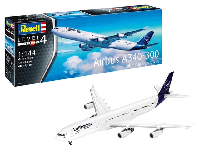 🛩️ Revell 03803 A340-300 Lufthansa New Livery Flugmodell Bausatz 1:144 Sonderangebot! 🎉