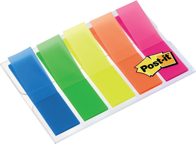 🌈 Post-it Index Haftstreifen, Mini, Transluzente Farben, 100 Haftstreifen (11,9 x 43,2 mm) - Multicolour Collection