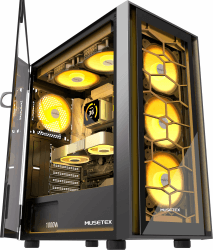 🎮🖥️ MUSETEX PC Gehäuse ATX mit 6 PWM ARGB Lüftern - Mid Tower Gaming PC Gehäuse 🖥️🎮