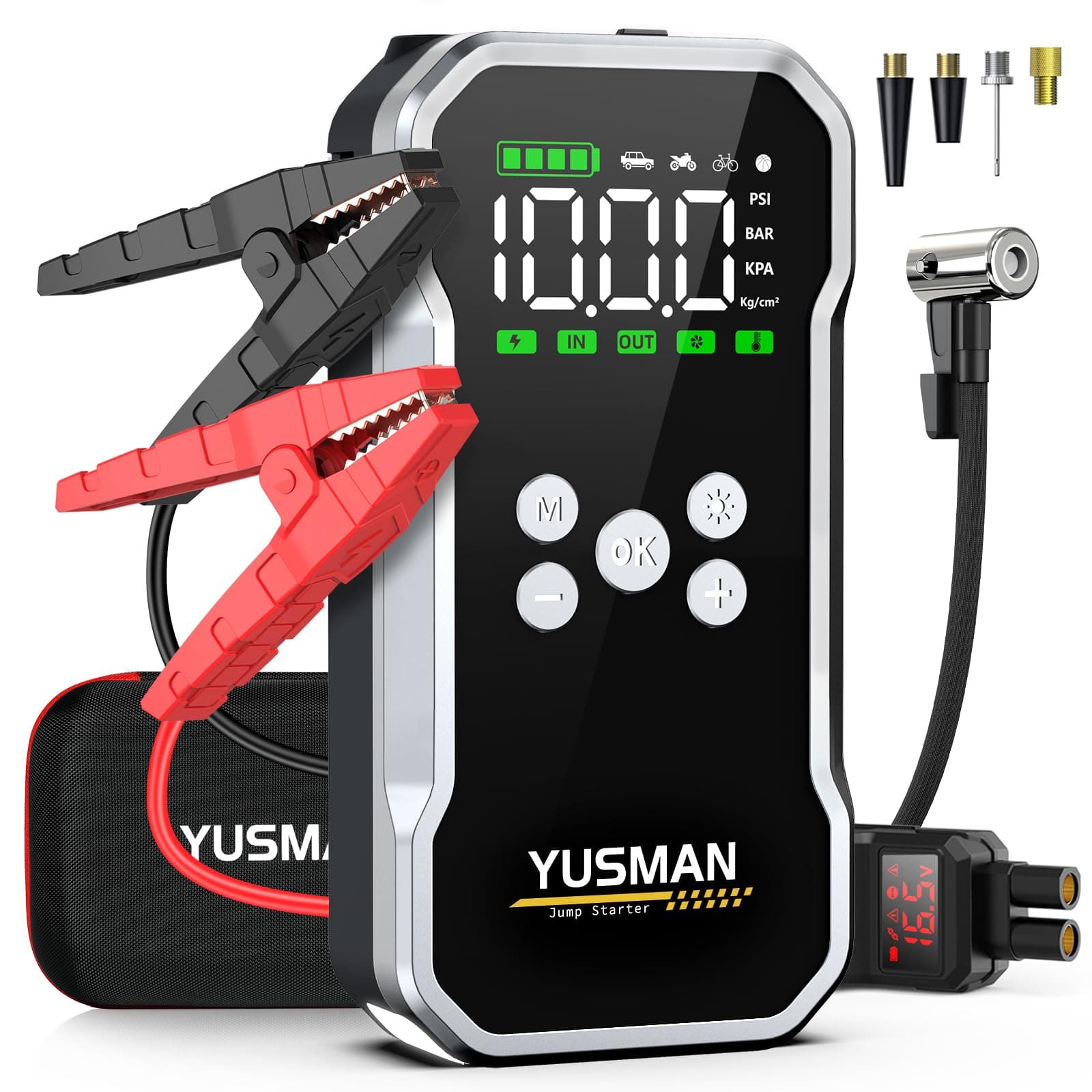YUSMAN Auto Starthilfe Powerbank mit Kompressor 5000A 150PSI für PKW
