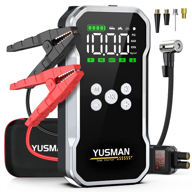 YUSMAN Auto Starthilfe Powerbank mit Kompressor 5000A 150PSI für PKW