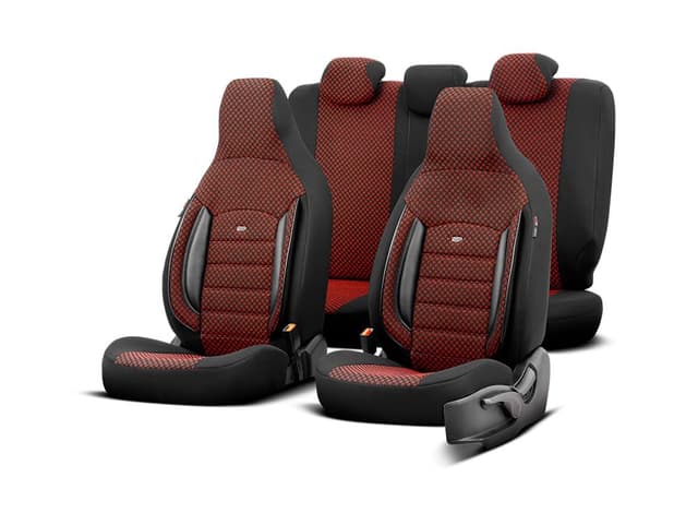 🔥 Angebot: Universelle Stoff 'CityBug' Sitzbezüge 'Sport Plus' Schwarz/Rot - 9-Teilig
