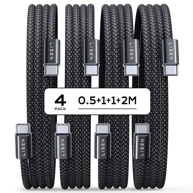 LISEN 60W USB C Kabel [4er Pack] - Schnellladekabel USB C für iPhone, Samsung Galaxy, Pixel, MacBook, iPad