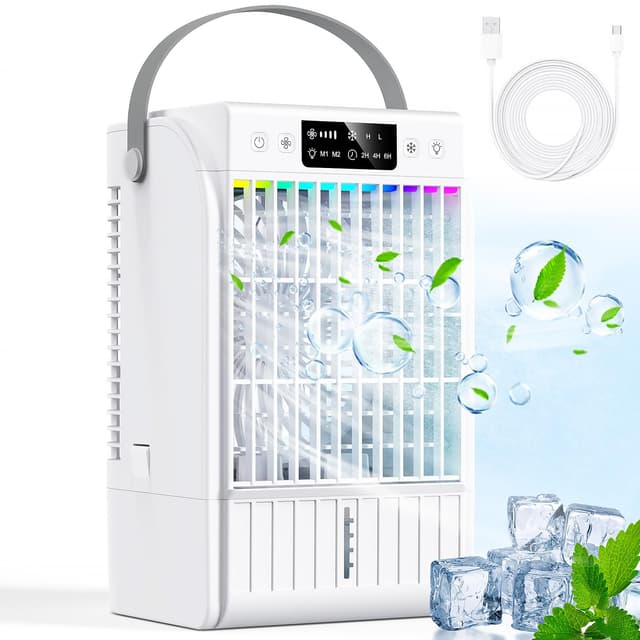 Mobile Klimaanlage 4-in-1 Design 🌬️💡 - Sofortige Kühlung & 2 Sprühmodi!