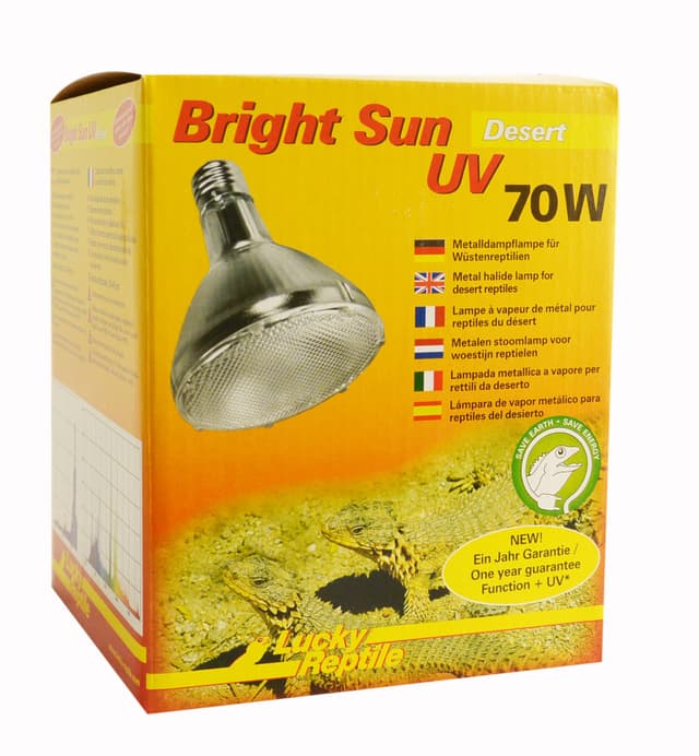 🦎🌞 Lucky Reptile Bright Sun UV Desert - 70 W Metalldampflampe für E27 Fassungen 70 Watt